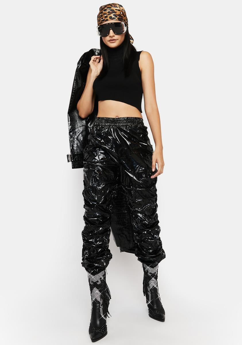 Reflect On It Shiny Ruched Joggers sold by Dolls Kill product image thumbnail 3