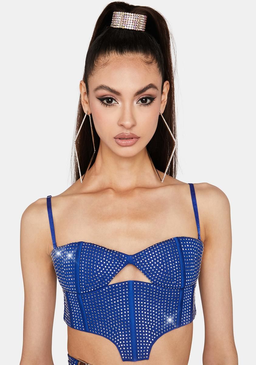 Blue Morph Rhinestone Bustier sold by Dolls Kill