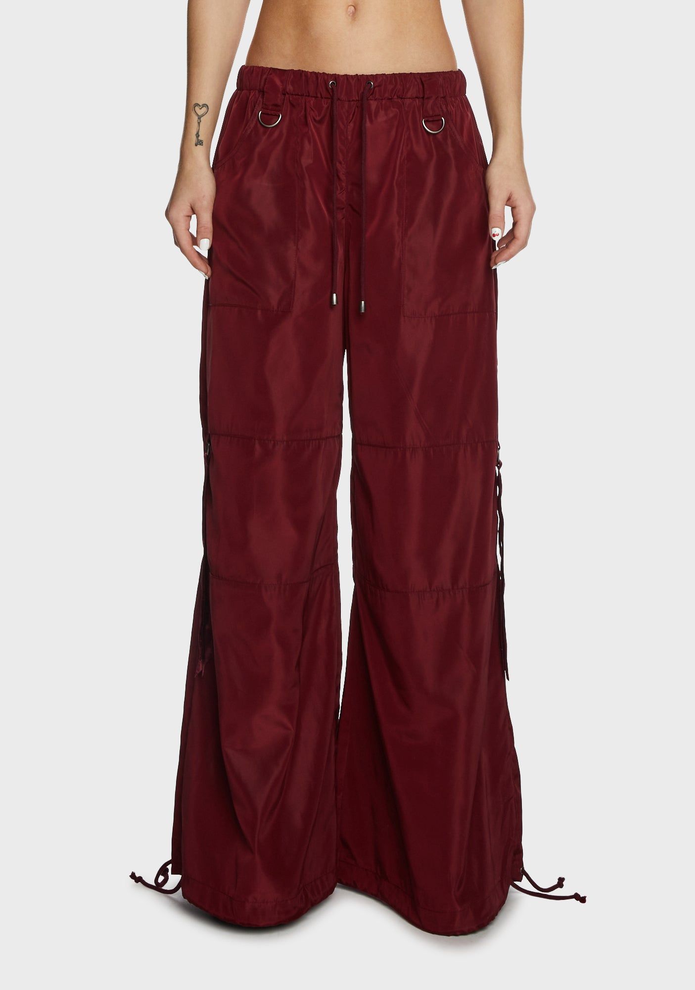 Punk Cred Wide Leg Pants - Maroon sold by Dolls Kill product image thumbnail 5