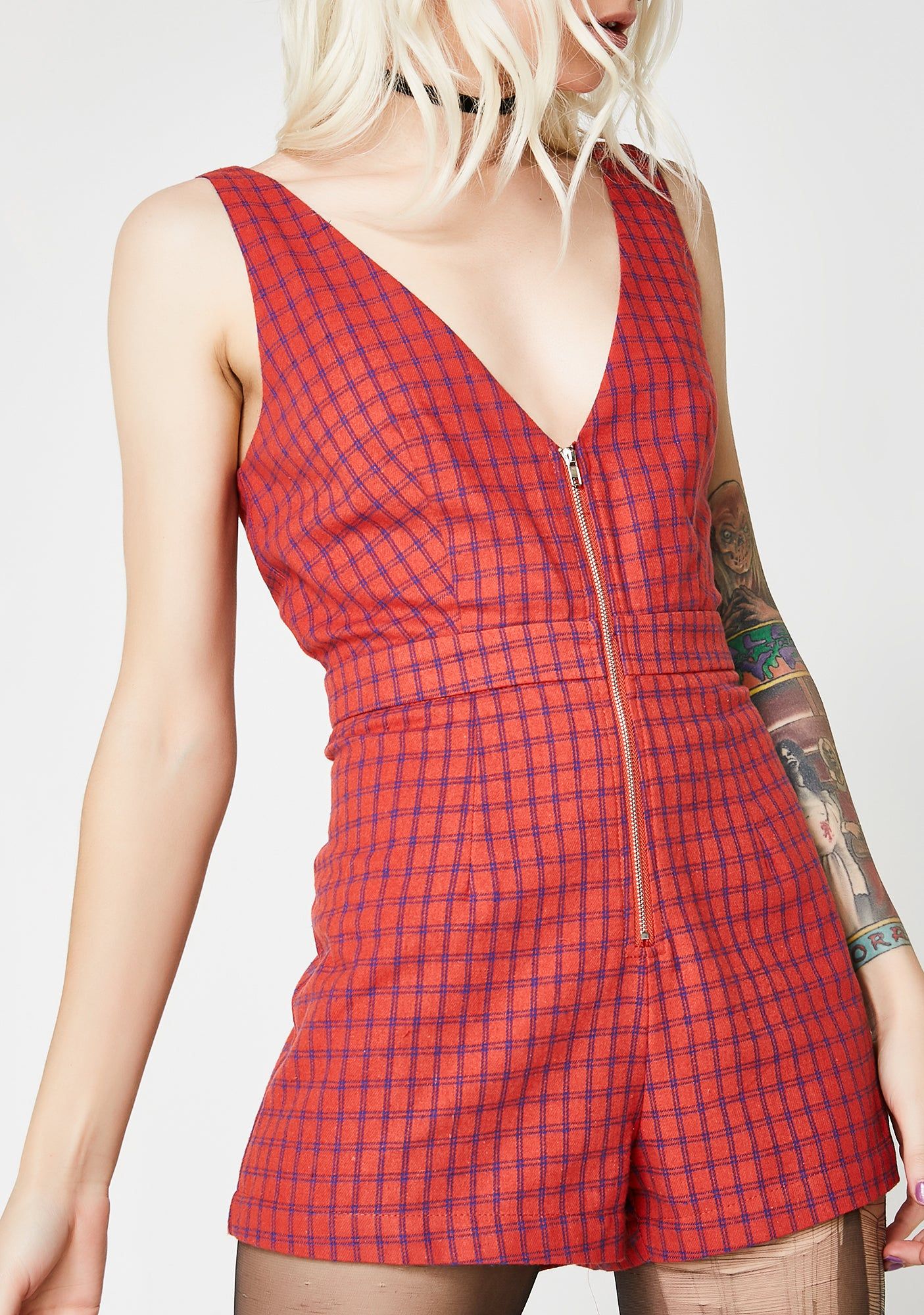 Mz Goodie Plaid Romper sold by Dolls Kill product image thumbnail 2