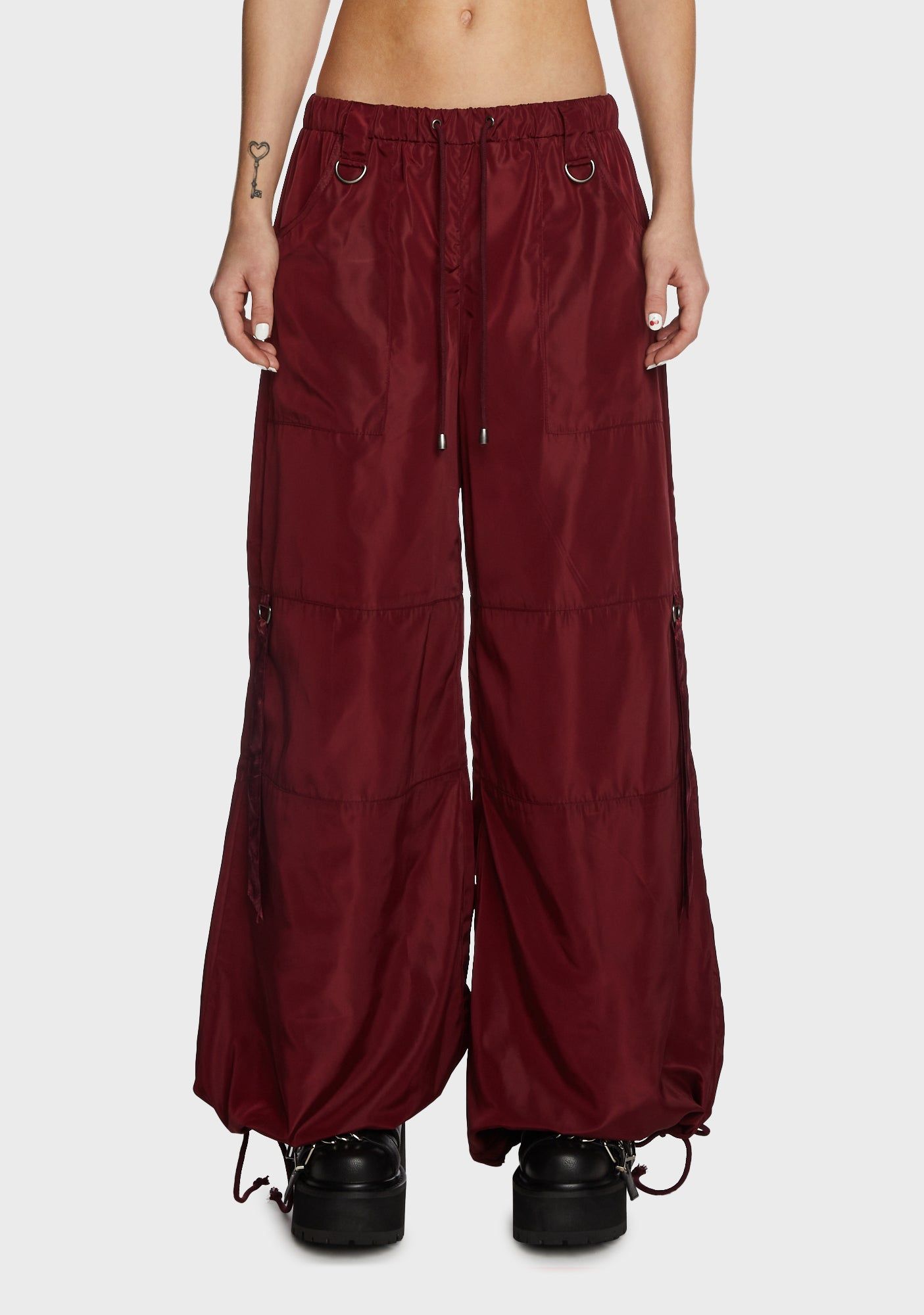 Punk Cred Wide Leg Pants - Maroon sold by Dolls Kill
