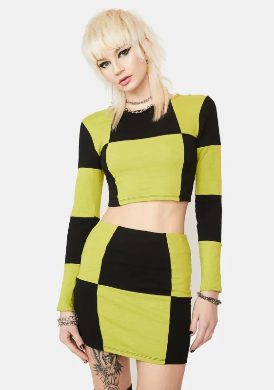 Retro Visions Colorblock Skirt Set sold by Dolls Kill