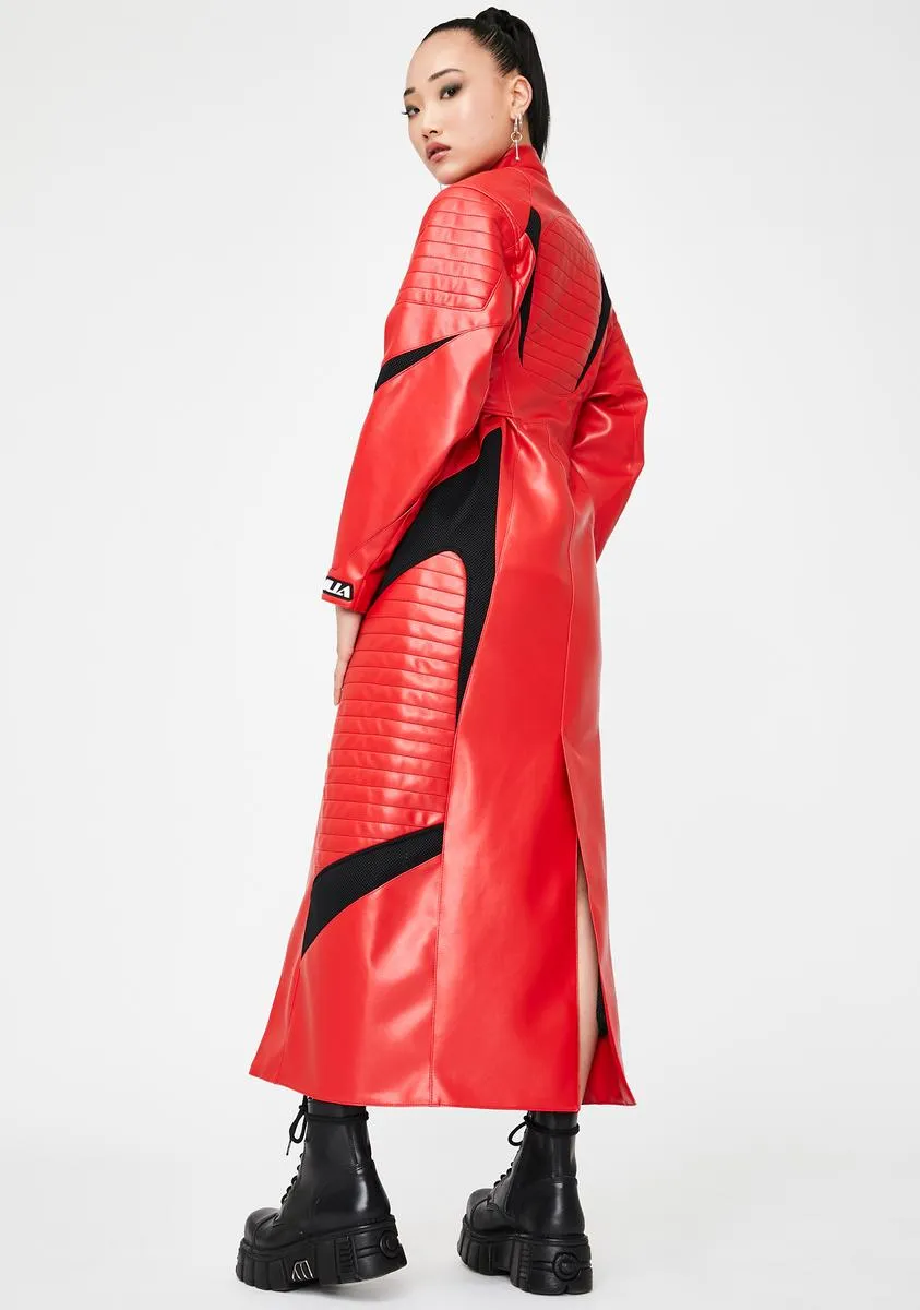Red Motocross Long Coat sold by Dolls Kill product image thumbnail 4