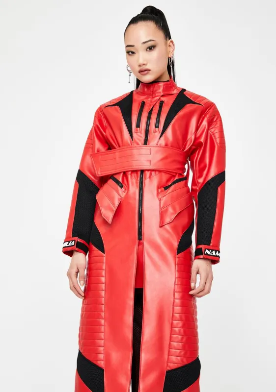 Red Motocross Long Coat sold by Dolls Kill