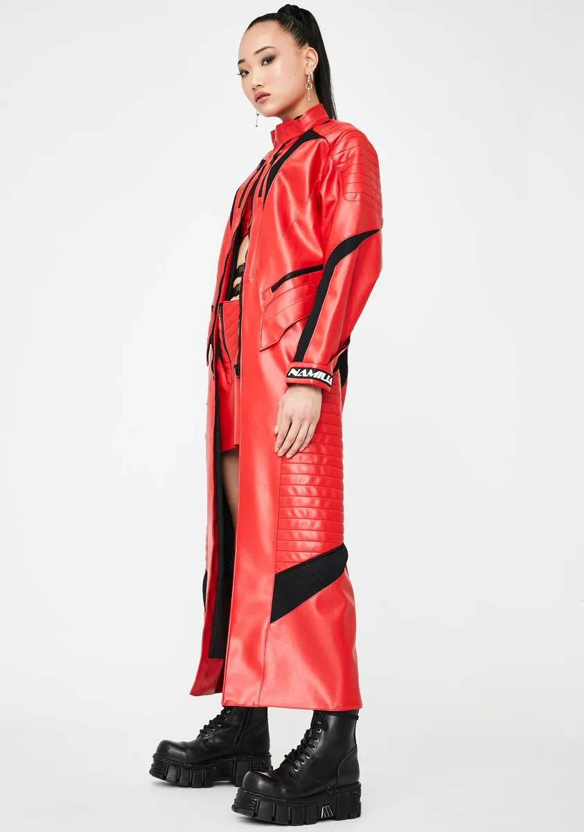 Red Motocross Long Coat sold by Dolls Kill product image thumbnail 3