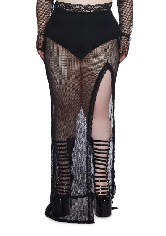 Plus Temptations Fishnet Maxi Skirt sold by Dolls Kill