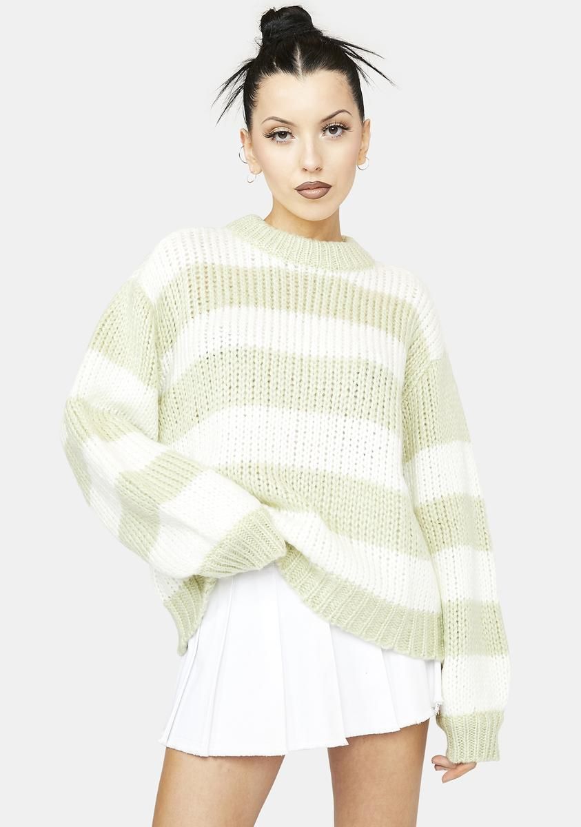 You Got Me Babe Striped Sweater sold by Dolls Kill
