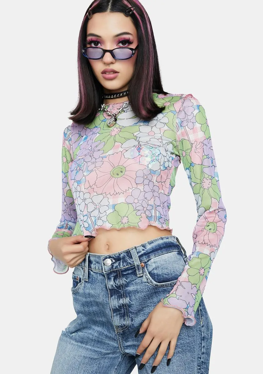 Floral Mesh Gingham Top sold by Dolls Kill product image thumbnail 2