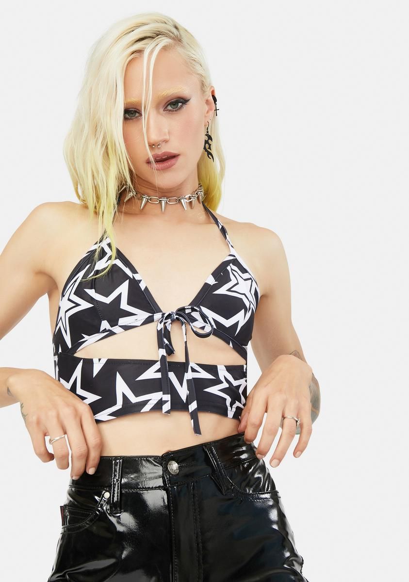 Starry Eyed Surprise Wrap Halter Top sold by Dolls Kill