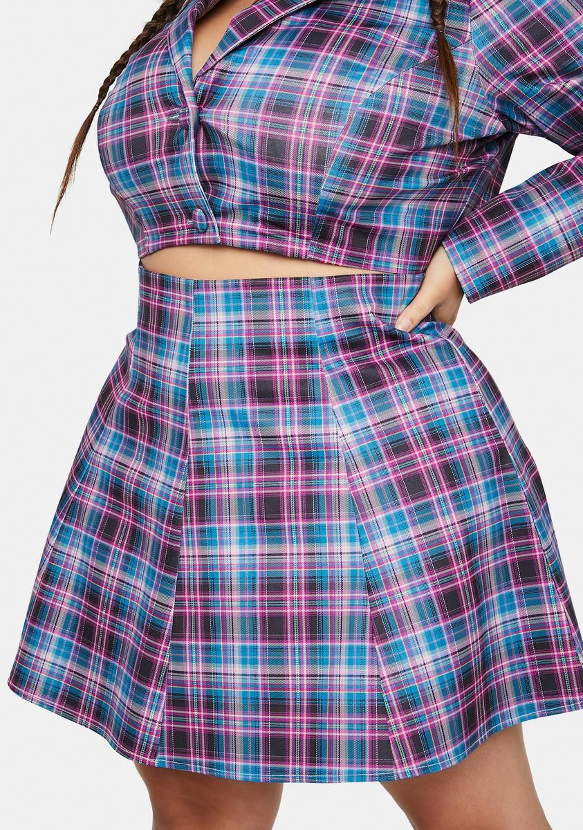Plus Back 2 School Baddie Plaid Skirt sold by Dolls Kill