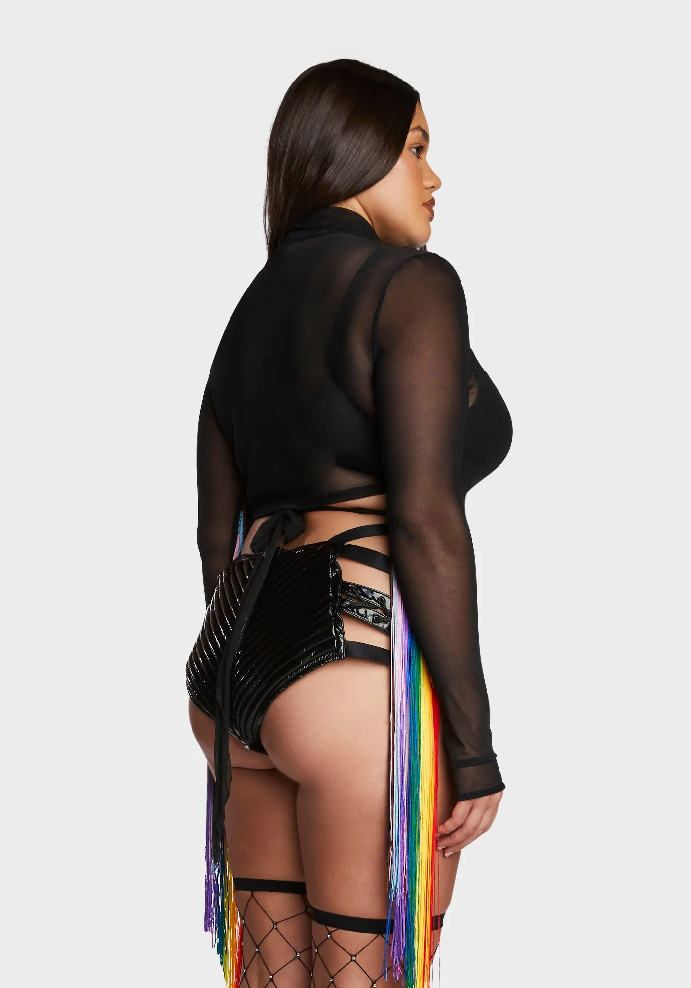 Plus Technicolor Trip Fringe Wrap Top sold by Dolls Kill product image thumbnail 4