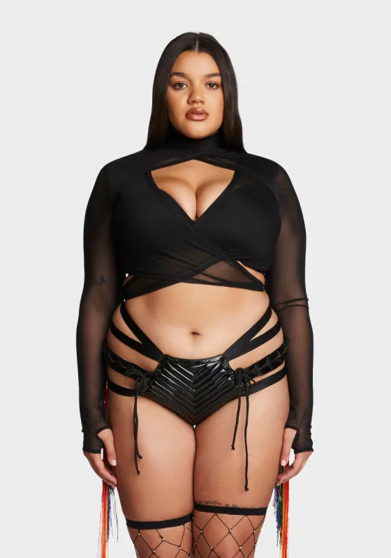 Plus Technicolor Trip Fringe Wrap Top sold by Dolls Kill