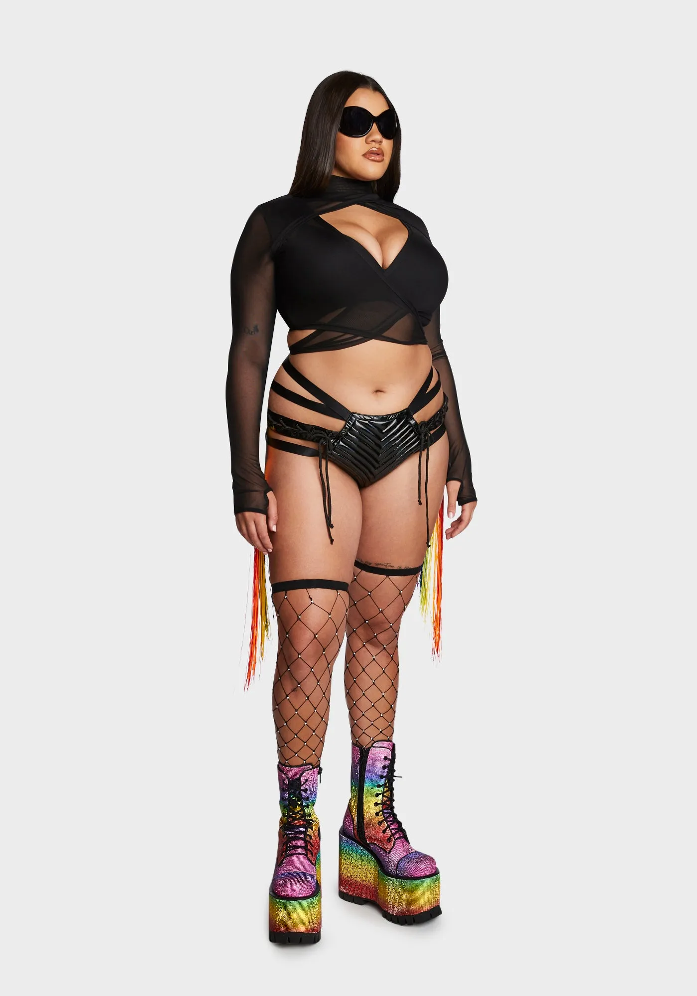 Plus Technicolor Trip Fringe Wrap Top sold by Dolls Kill product image thumbnail 5