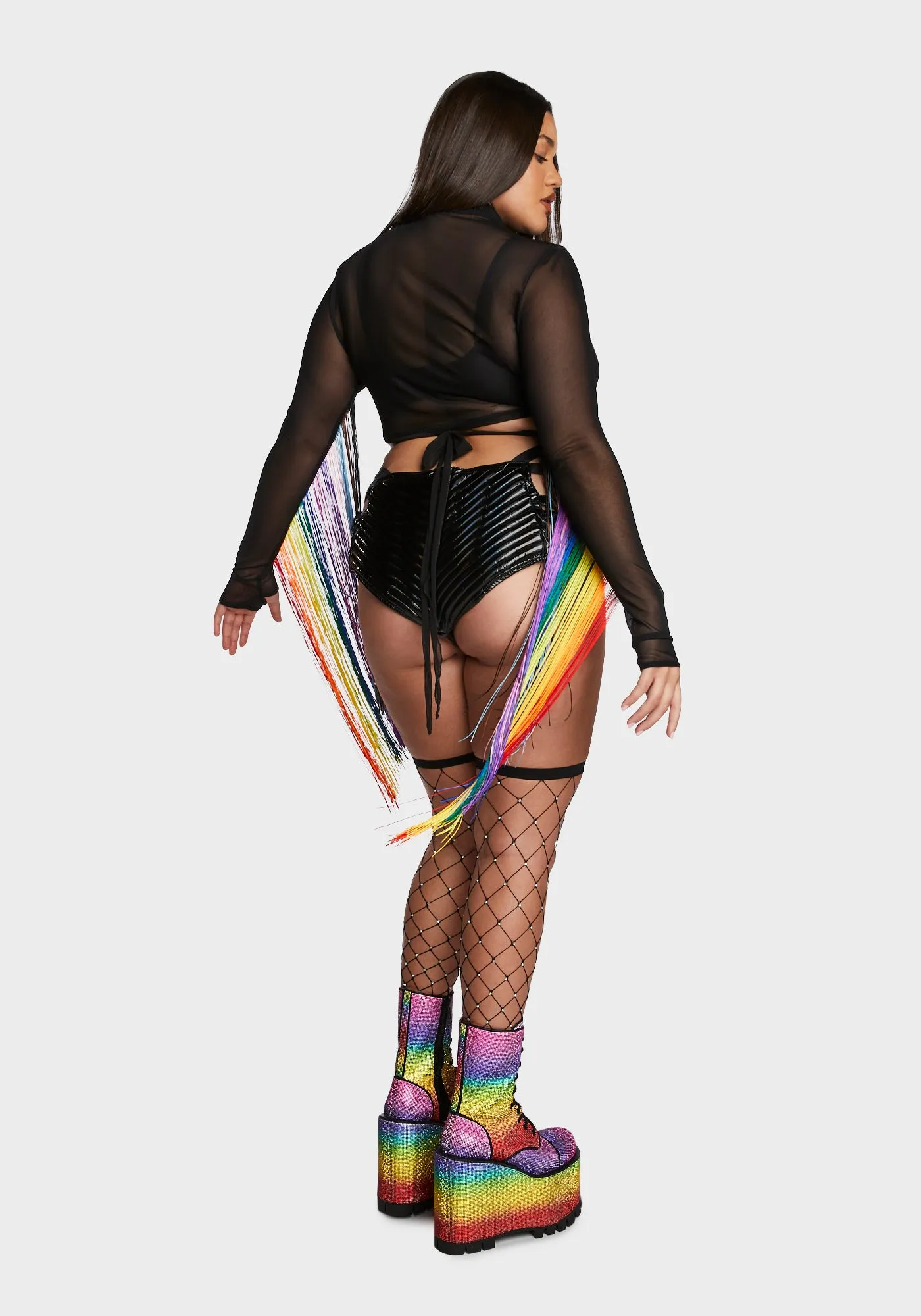 Plus Technicolor Trip Fringe Wrap Top sold by Dolls Kill product image thumbnail 2