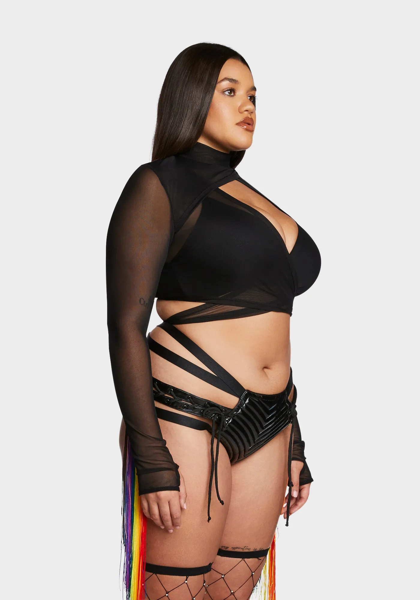 Plus Technicolor Trip Fringe Wrap Top sold by Dolls Kill product image thumbnail 3