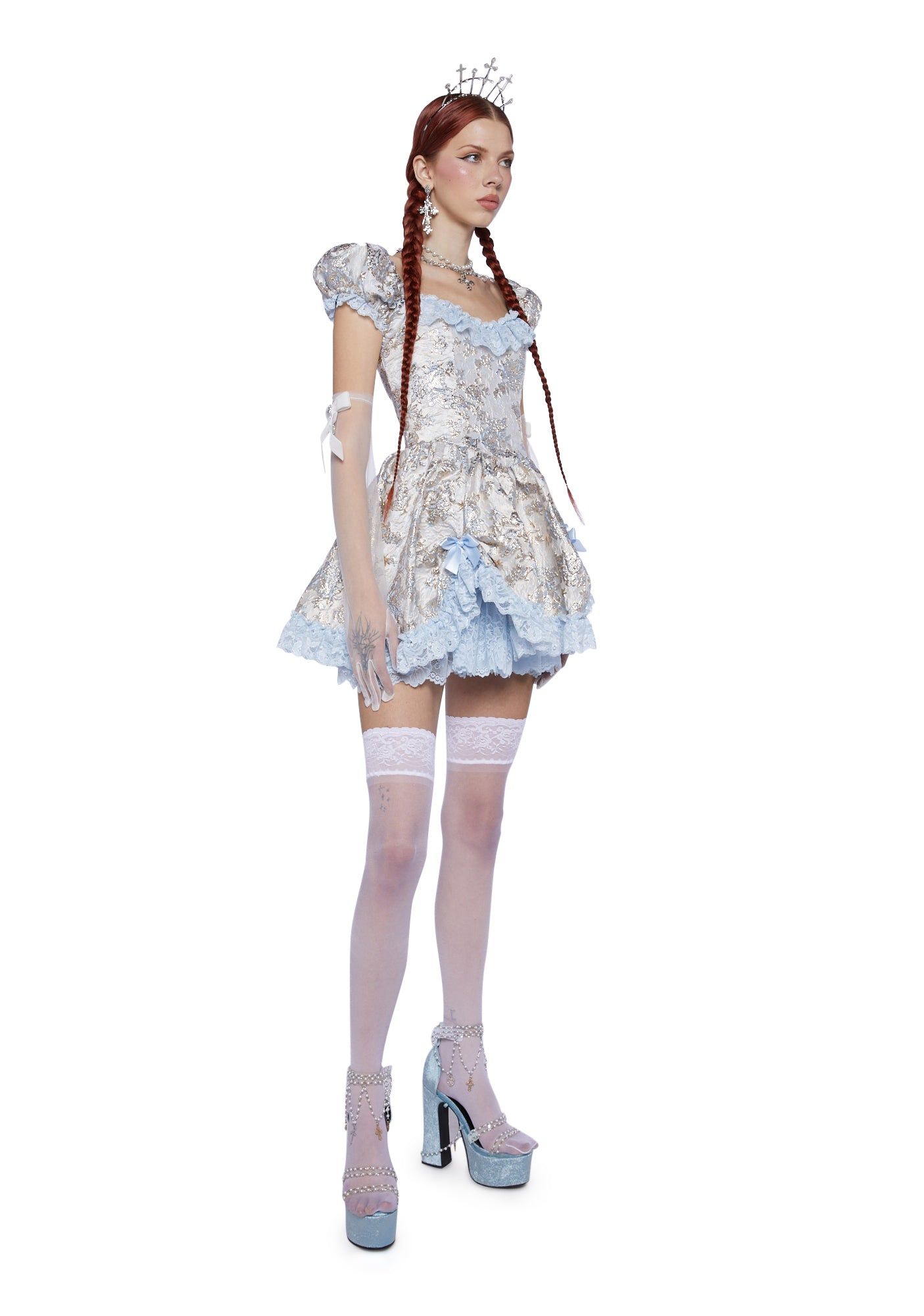 Tea And Circumstance Brocade Mini Dress - Blue sold by Dolls Kill product image thumbnail 2