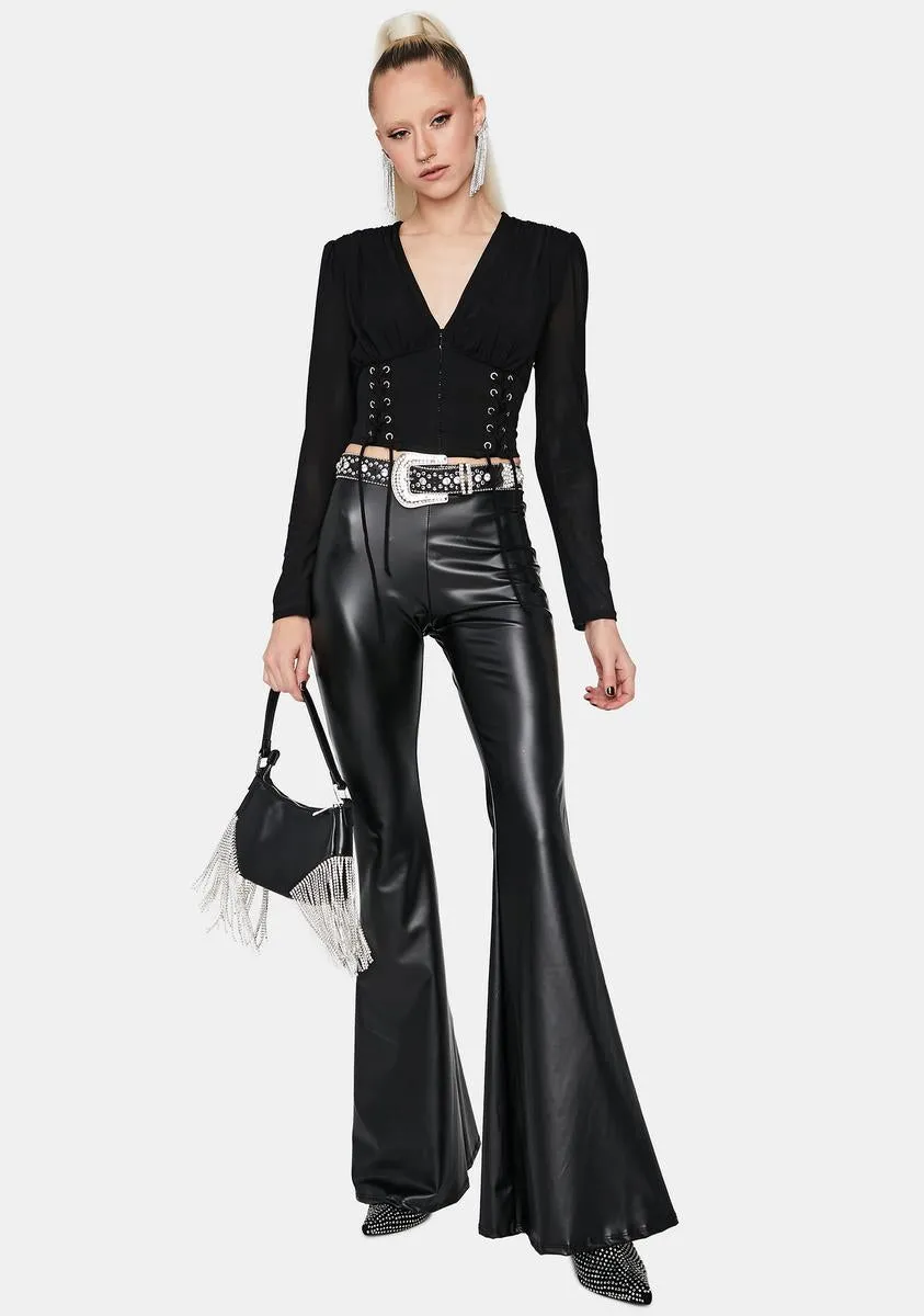Hold Up Faux Leather Flare Pants sold by Dolls Kill product image thumbnail 2