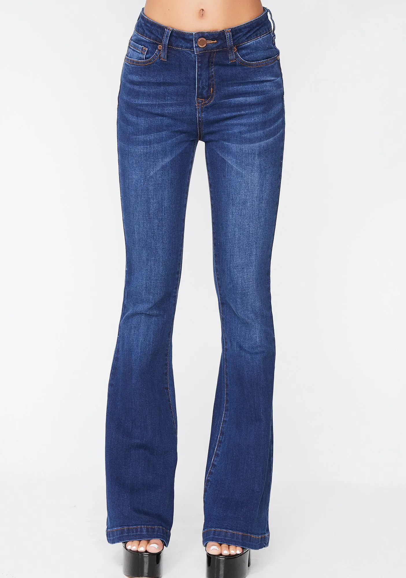 Boss Appeal Denim Flares sold by Dolls Kill