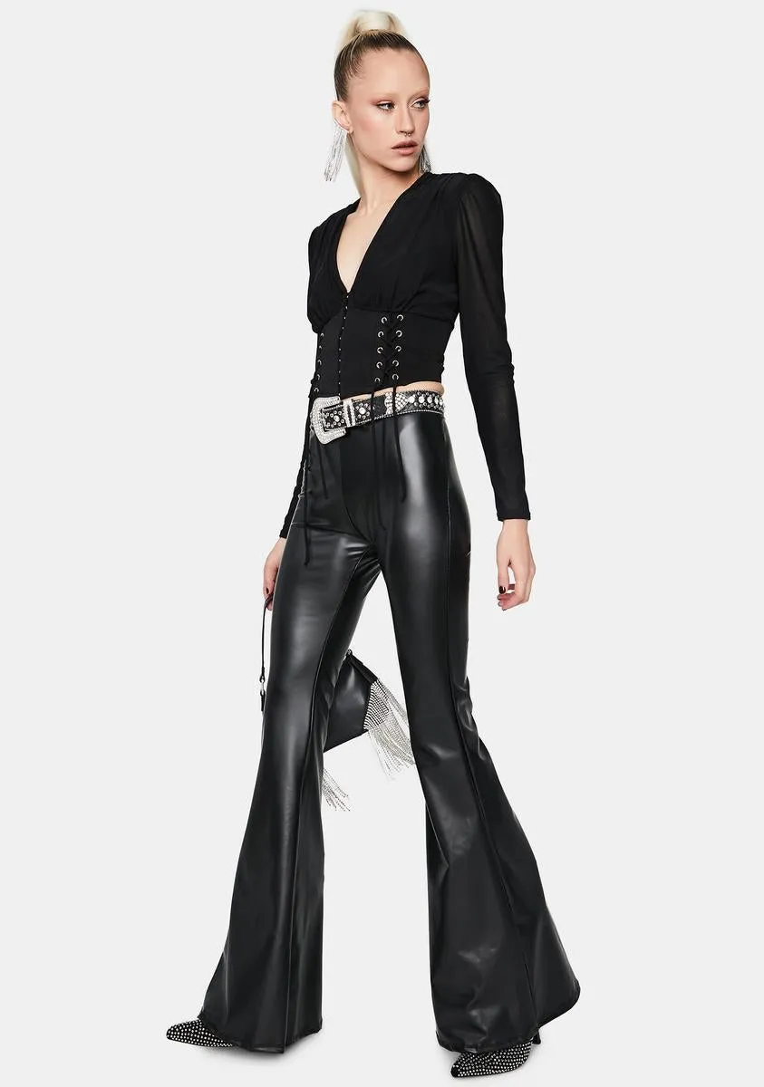 Hold Up Faux Leather Flare Pants sold by Dolls Kill product image thumbnail 3