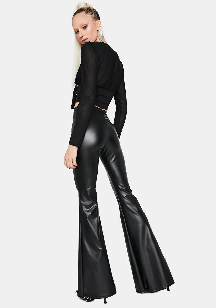Hold Up Faux Leather Flare Pants sold by Dolls Kill product image thumbnail 4