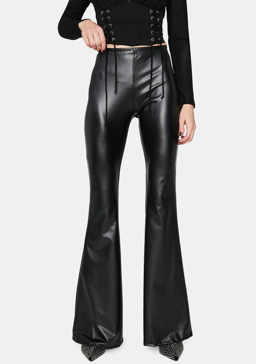 Hold Up Faux Leather Flare Pants sold by Dolls Kill