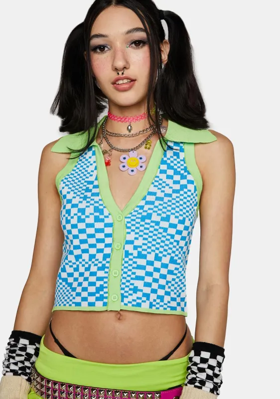 Poor Connection Checkered Crop Top sold by Dolls Kill