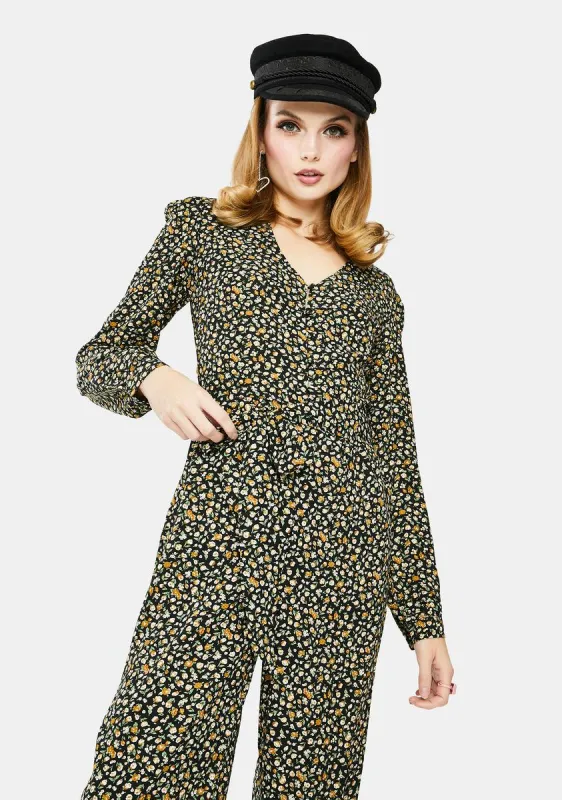 Floral V-Neck Jumpsuit sold by Dolls Kill