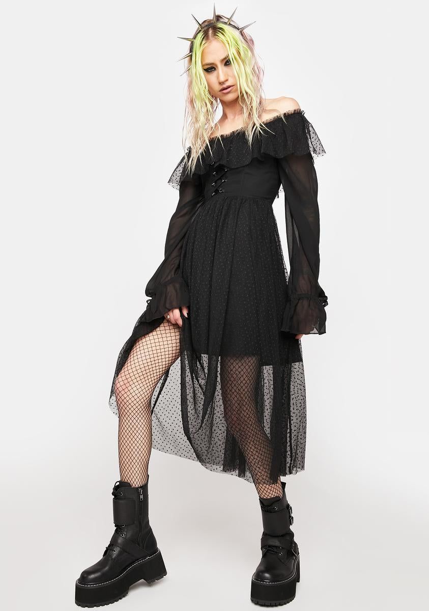 Warning Series Texture Chiffon Midi Dress sold by Dolls Kill product image thumbnail 2