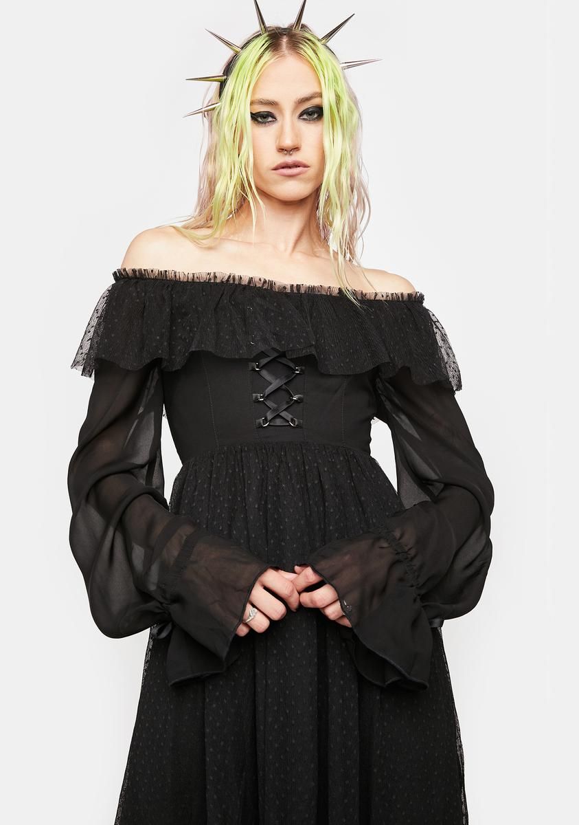 Warning Series Texture Chiffon Midi Dress sold by Dolls Kill