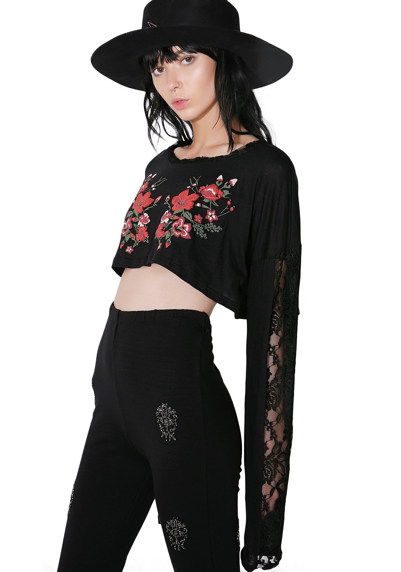 All In Bloom Lace Floral Crop Top sold by Dolls Kill product image thumbnail 3