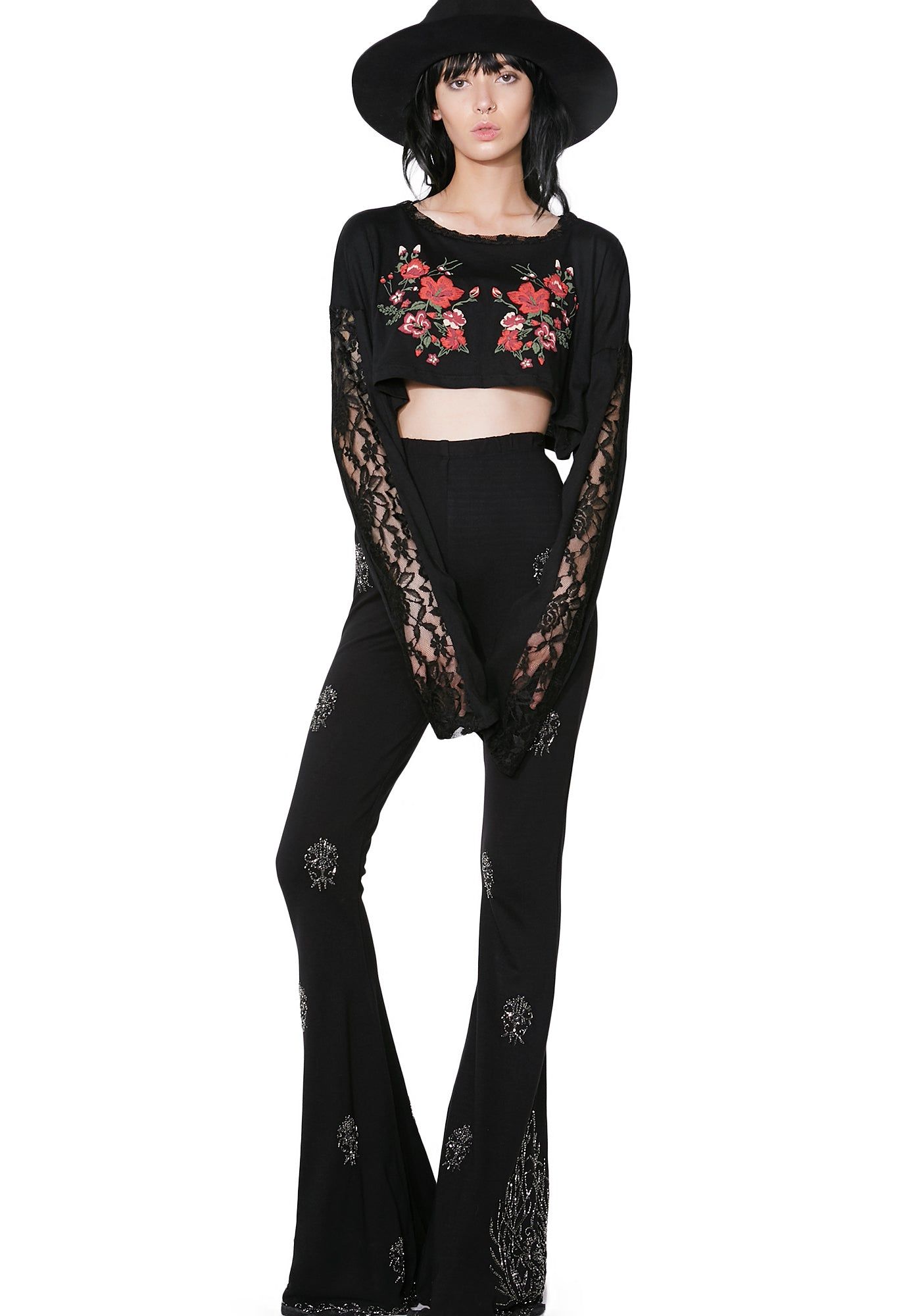 All In Bloom Lace Floral Crop Top sold by Dolls Kill product image thumbnail 5