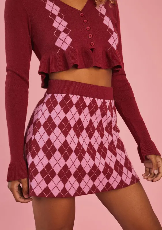 Morning Musings Argyle Mini Skirt sold by Dolls Kill