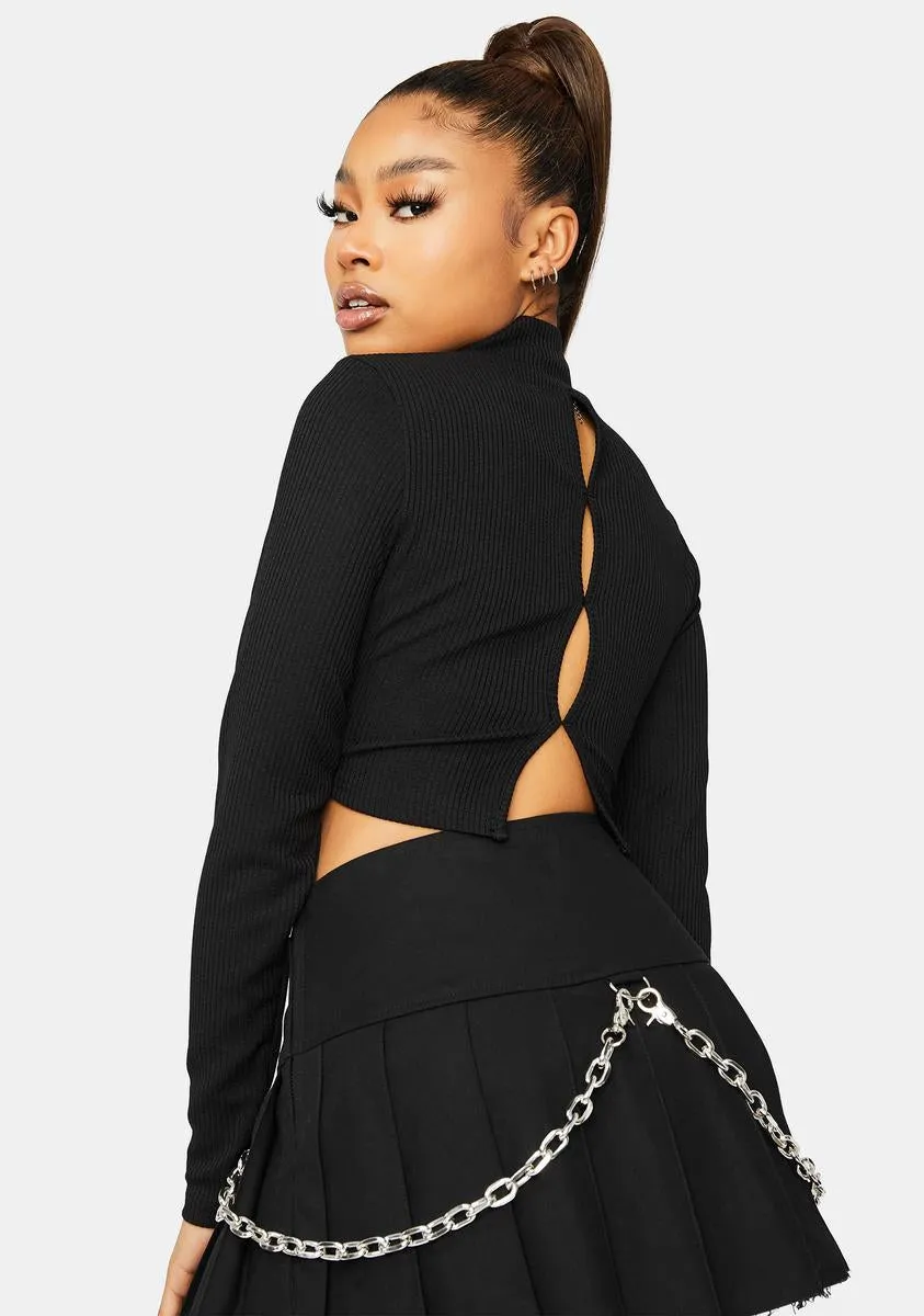 Dark Confession Time Cutout Back Crop Top sold by Dolls Kill product image thumbnail 4