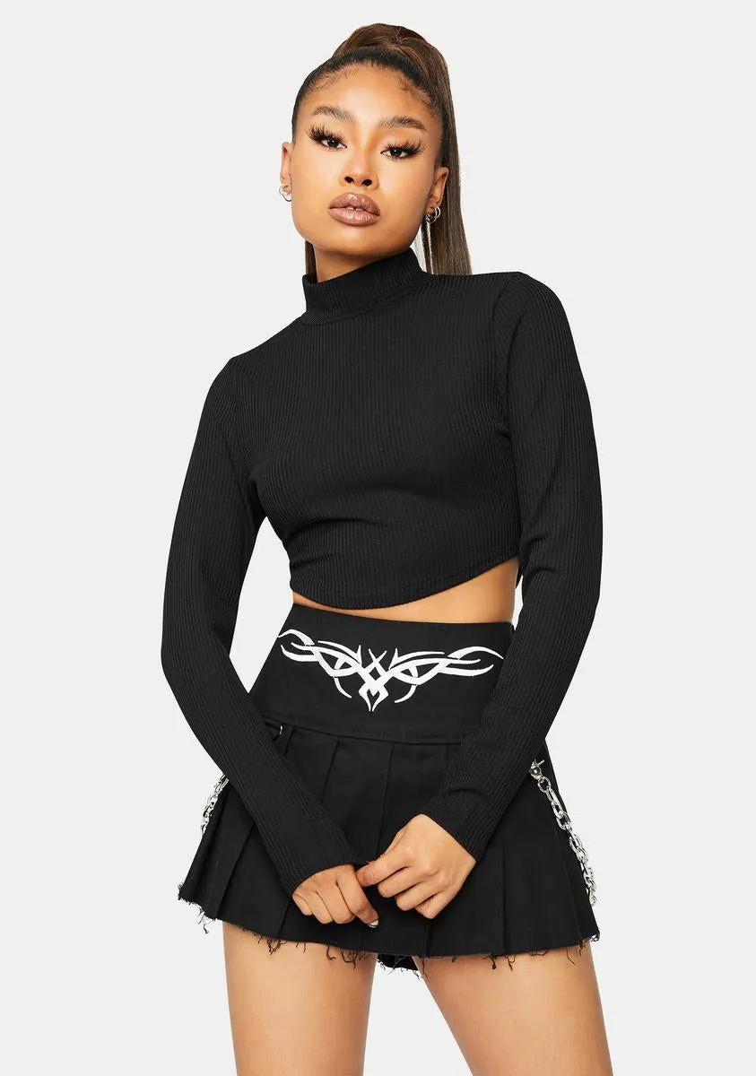 Dark Confession Time Cutout Back Crop Top sold by Dolls Kill