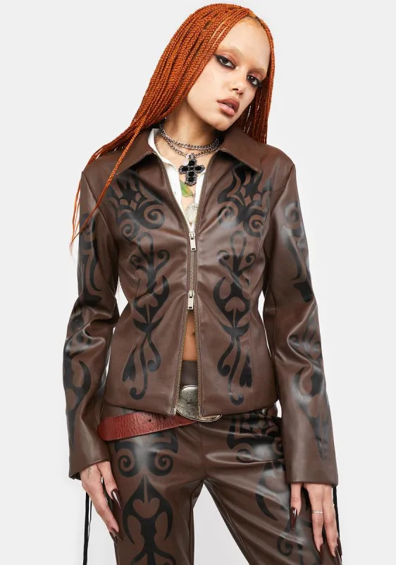 Into The Woods Vegan Leather Jacket sold by Dolls Kill
