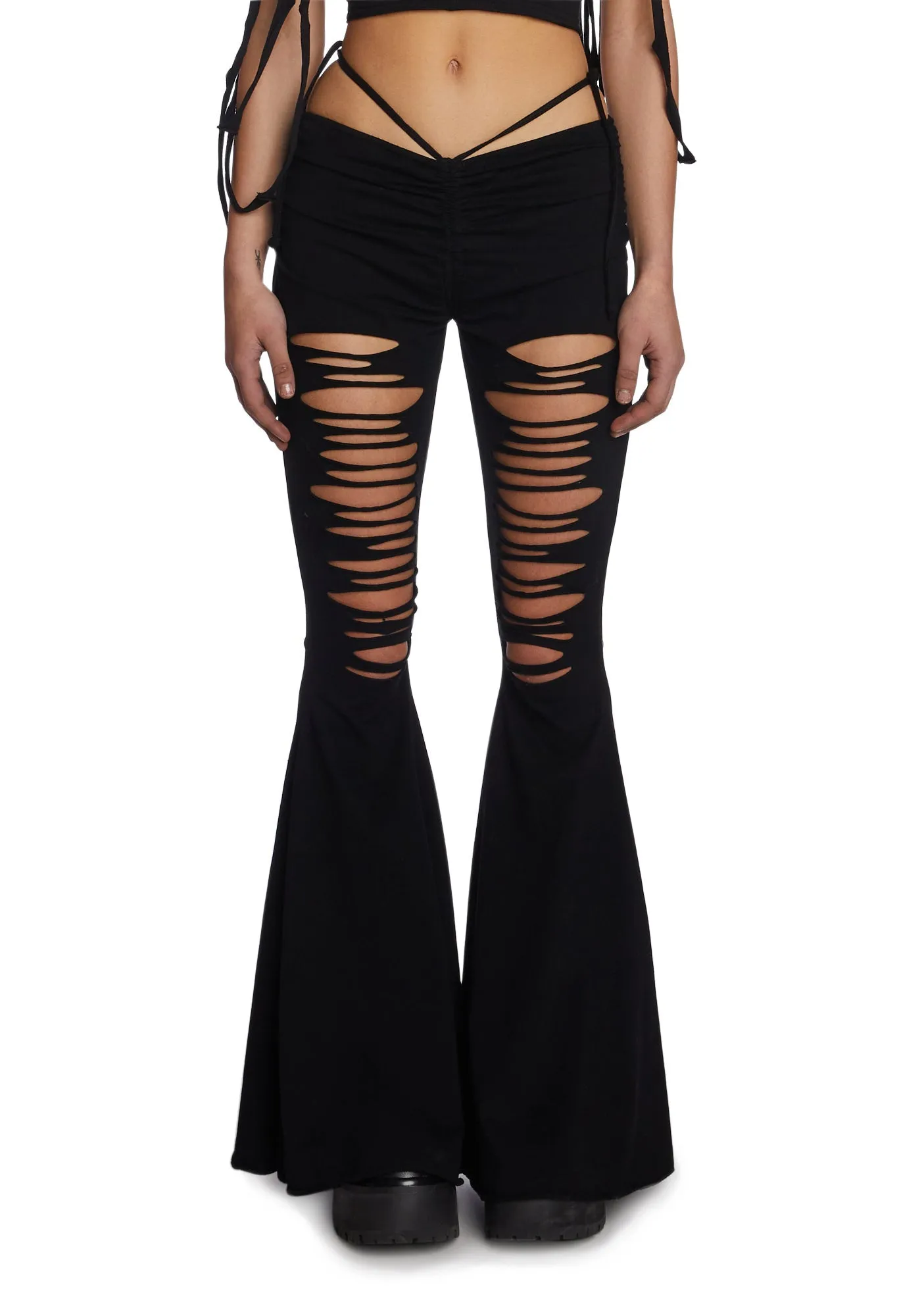 Echo V-Cut Cut-Out Bell Bottoms sold by Dolls Kill