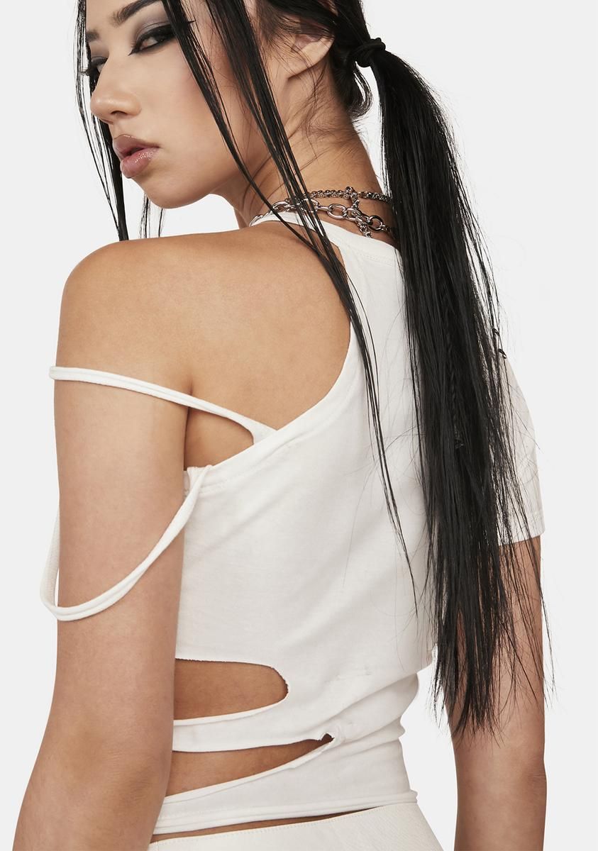Distortion Cut-Out Crop Tee sold by Dolls Kill product image thumbnail 4