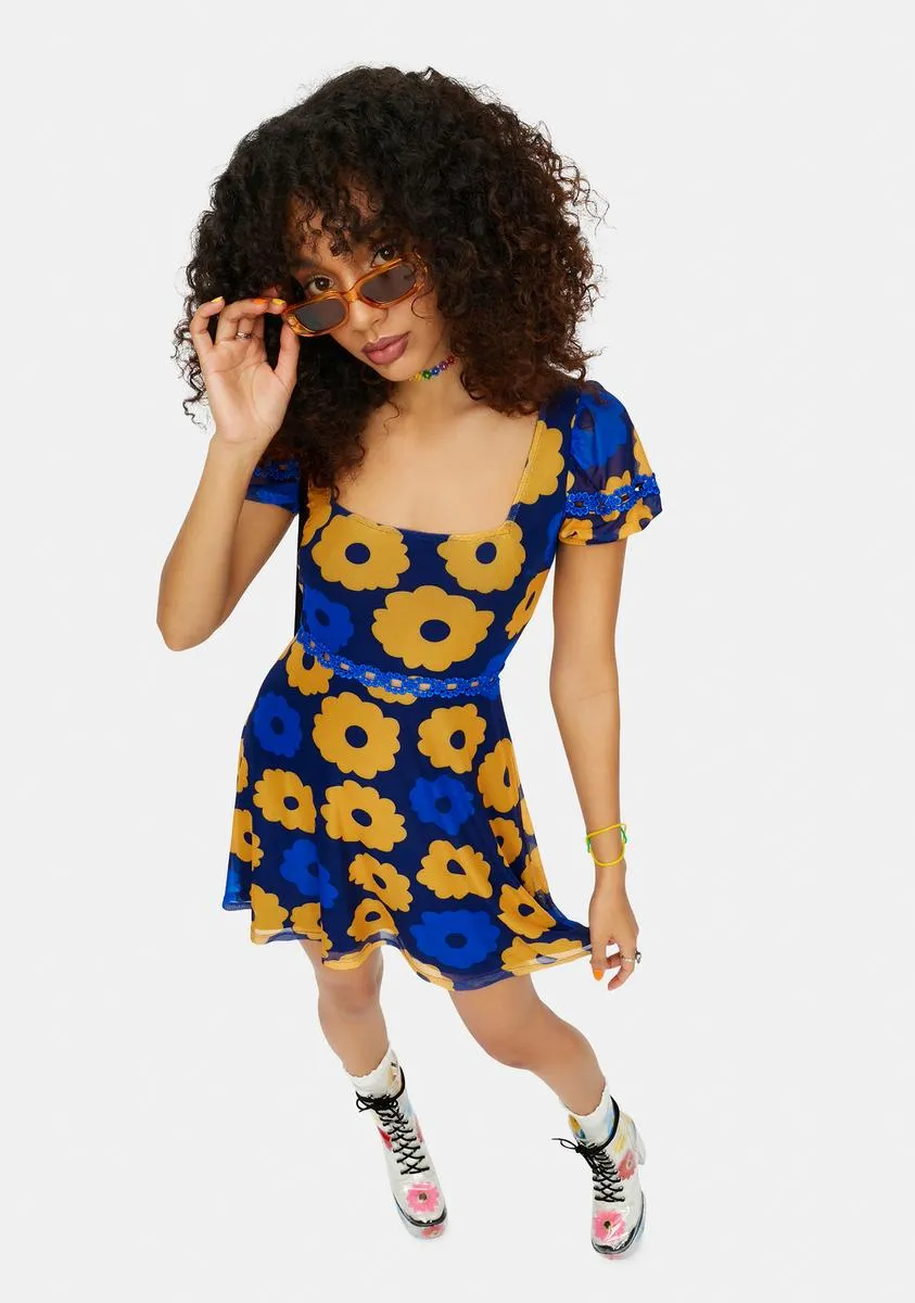 Prismatic Perspective Floral Mesh Mini Dress sold by Dolls Kill product image thumbnail 3