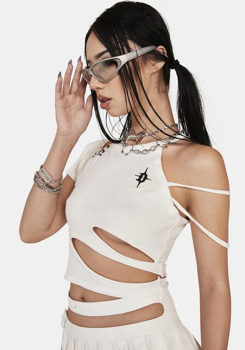 Distortion Cut-Out Crop Tee sold by Dolls Kill product image thumbnail 2