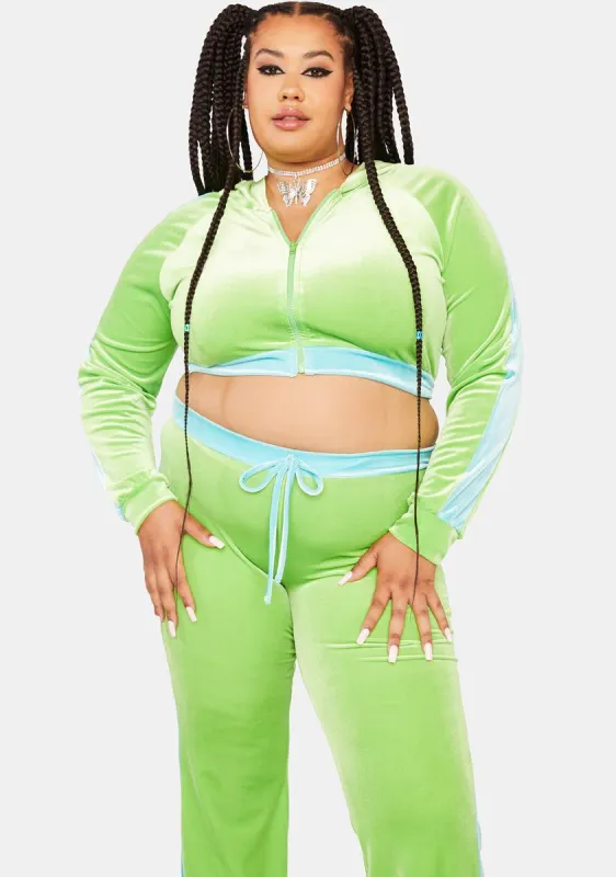 Plus Lime Indulge Me Velour Tracksuit Set sold by Dolls Kill