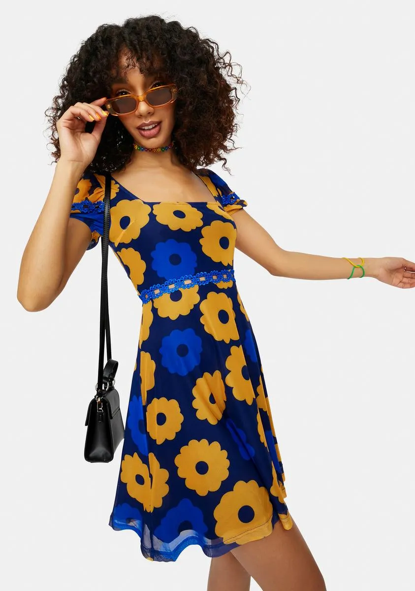 Prismatic Perspective Floral Mesh Mini Dress sold by Dolls Kill product image thumbnail 2