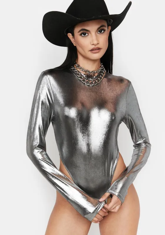 Glory Looks Metallic Bodysuit sold by Dolls Kill