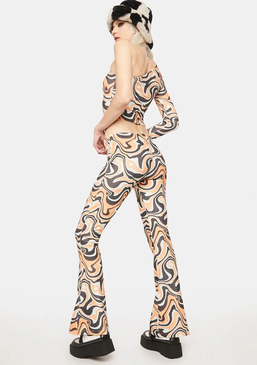 Asymmetric Trippy Velour Flare Pants sold by Dolls Kill product image thumbnail 4