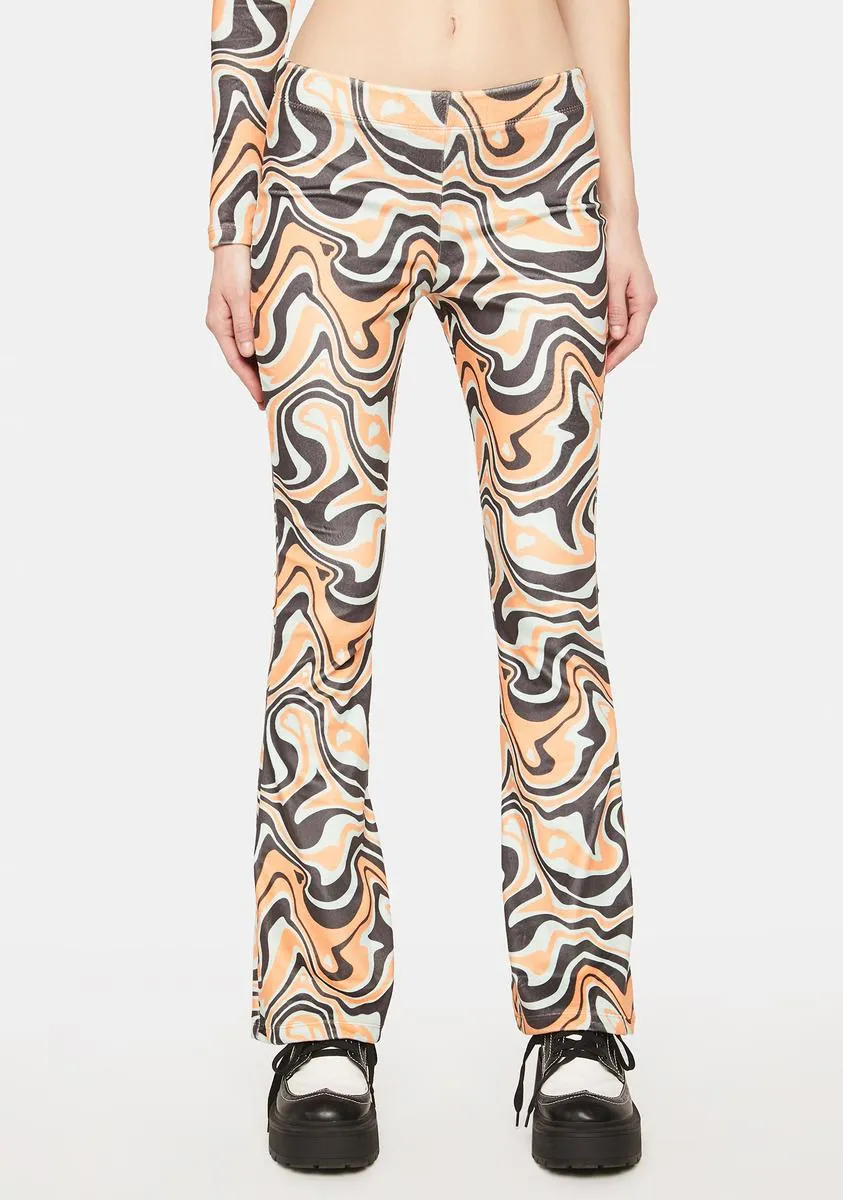 Asymmetric Trippy Velour Flare Pants sold by Dolls Kill