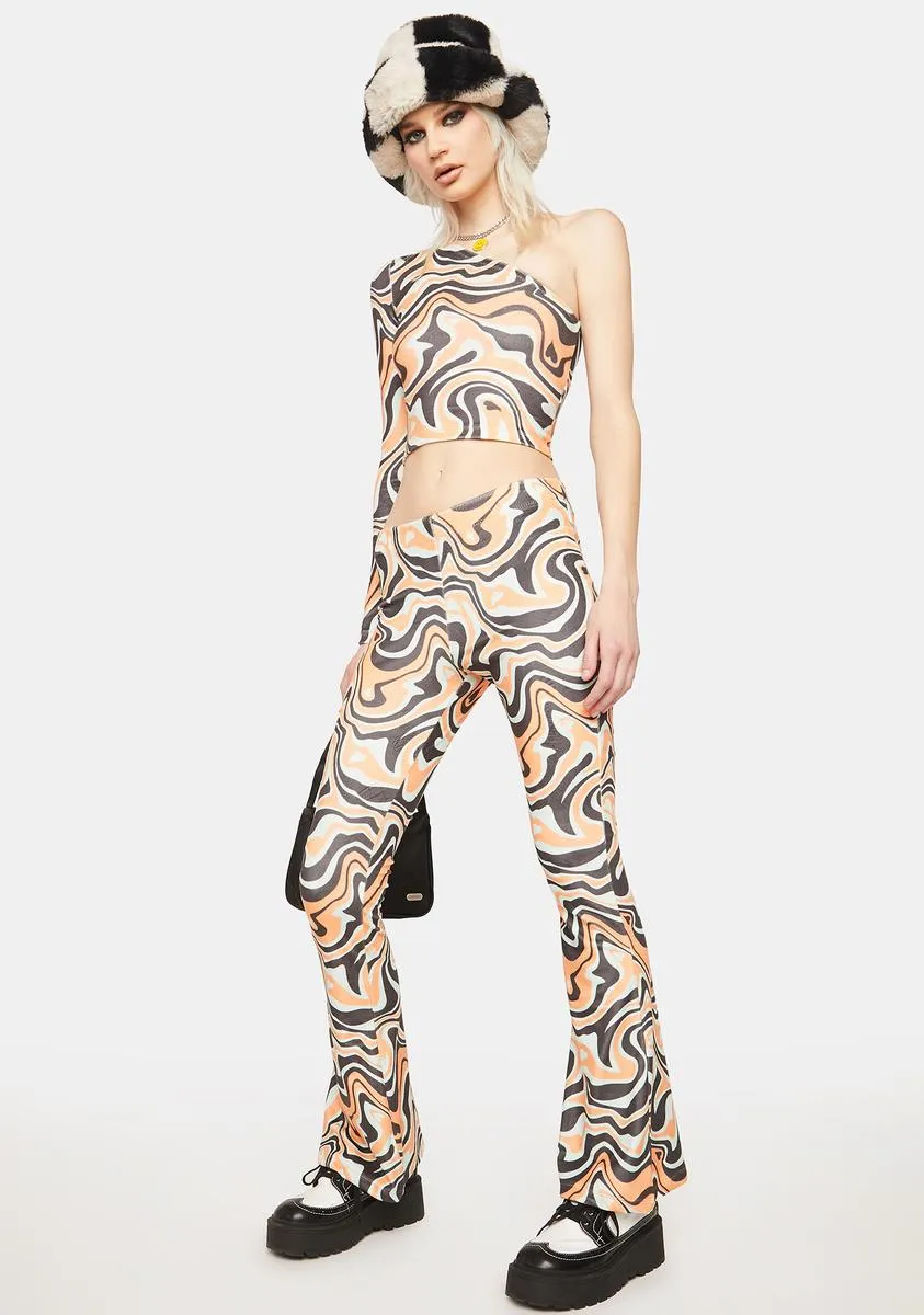 Asymmetric Trippy Velour Flare Pants sold by Dolls Kill product image thumbnail 3