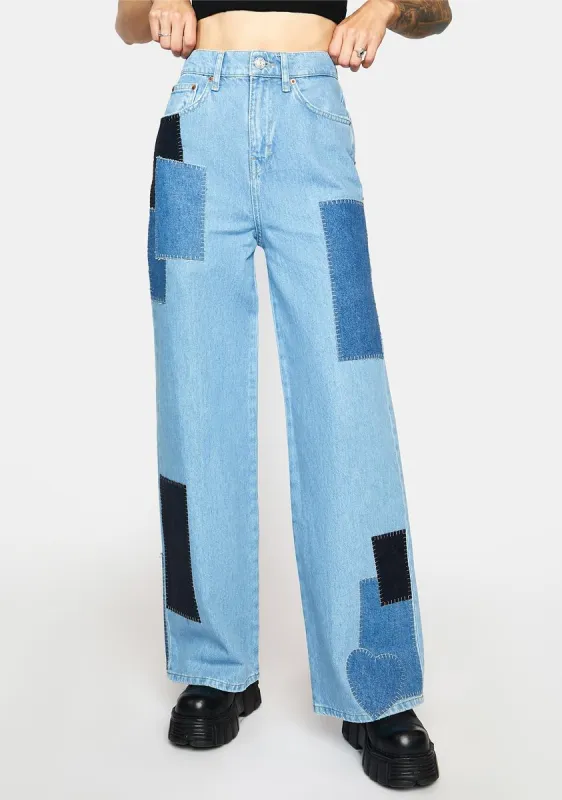 Pretty Patch Puddle Jean sold by Dolls Kill