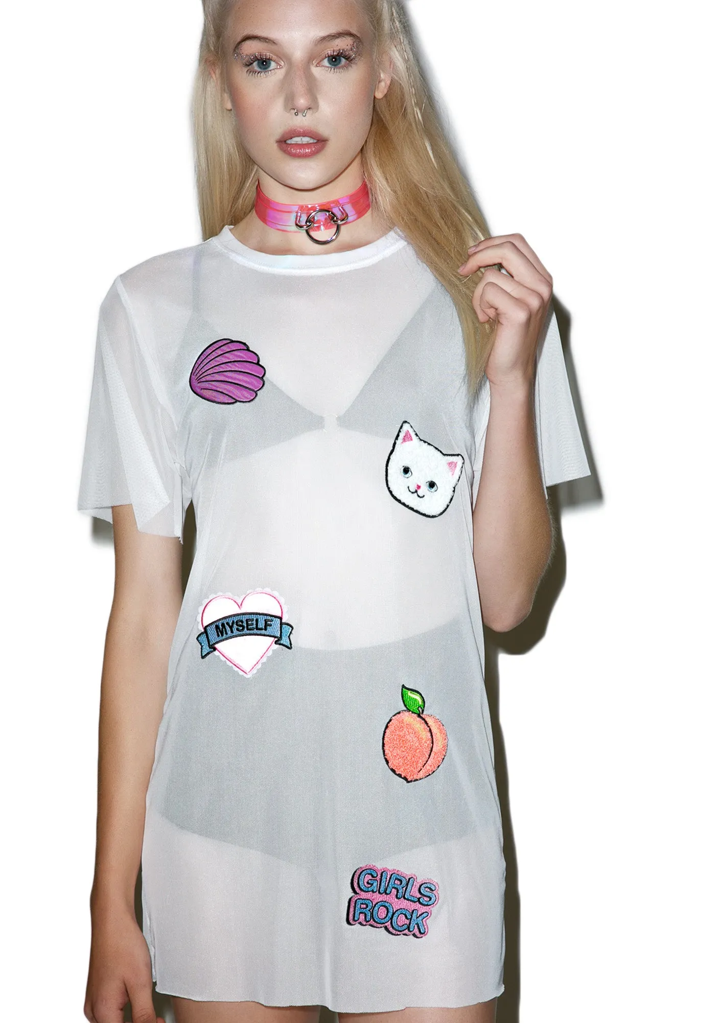 Girl Power Patches Mesh Dress sold by Dolls Kill product image thumbnail 3