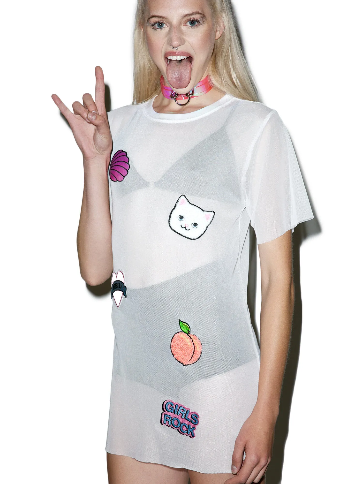 Girl Power Patches Mesh Dress sold by Dolls Kill