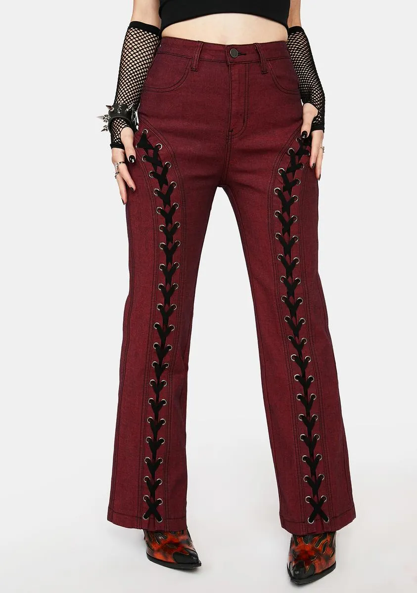 Got Me In Stitches Lace-Up Pants sold by Dolls Kill