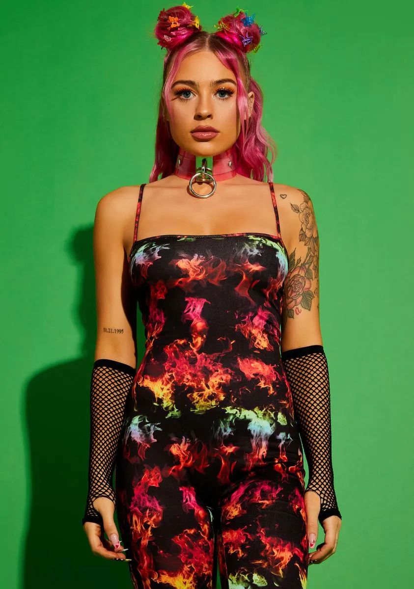 Stay Vibrant Flame Print Catsuit sold by Dolls Kill product image thumbnail 2
